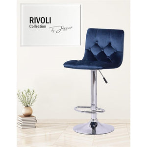 Jessar - Tabourets Tournants à Hauteur Réglable de la Collection Rivoli, Ensemble de 2, Bleu - Simple Boutique