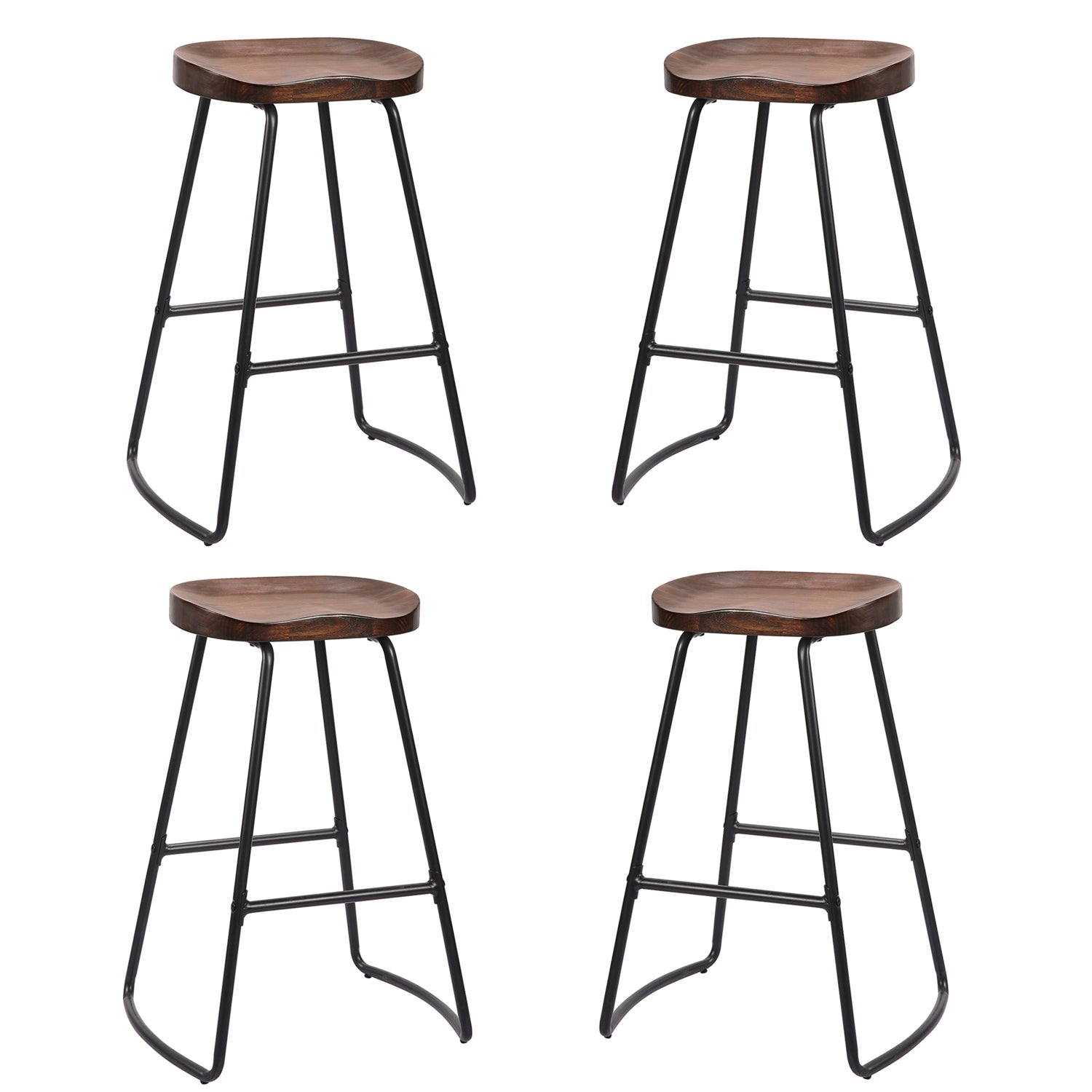 Jessar - Tabourets pour Comptoire de la Collection Graham, Ensemble de 4, Brun - Simple Boutique