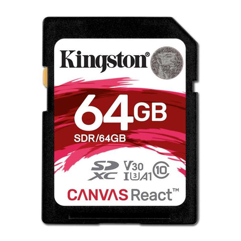 Kingston Canvas React Carte SDXC Class 10 USH-1 100R/80W 64 GB