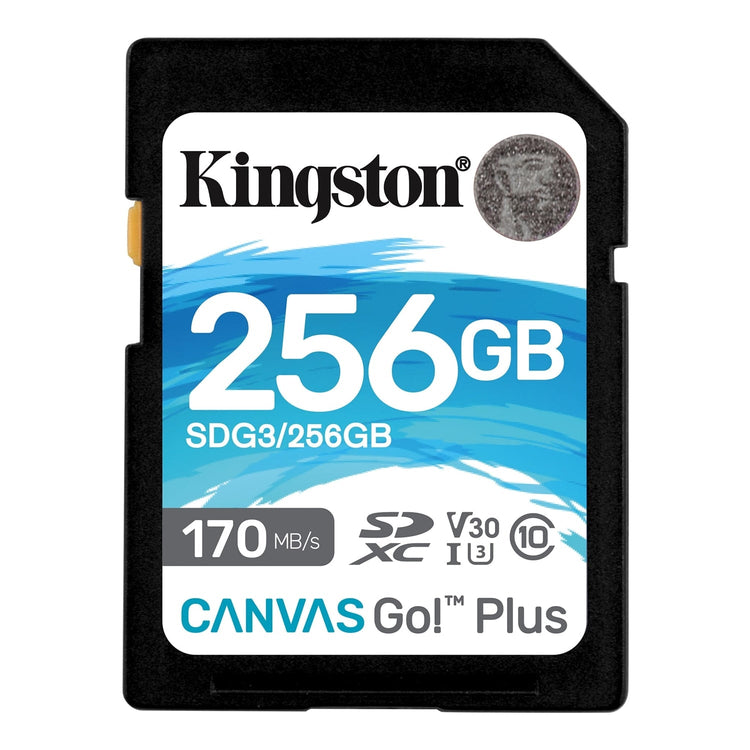 Kingston - Carte Mémoire SD Canvas Go Plus, Capacité de 256GB, Classe 10, UHS-I, U3, V30 - Simple Boutique