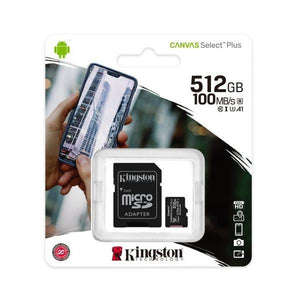 Kingston Carte Micro SD 512GB Canvas Select Plus 100R A1 C10 Carte + Adapteur - Simple Boutique