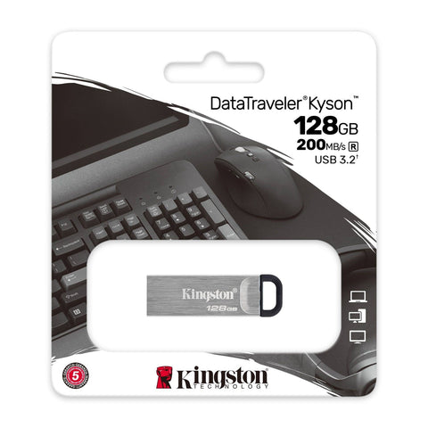 Kingston - Clé USB DataTraveler Kyson, USB 3.2 Gen 1, Capacité de 128GB, Boitier en Métal
