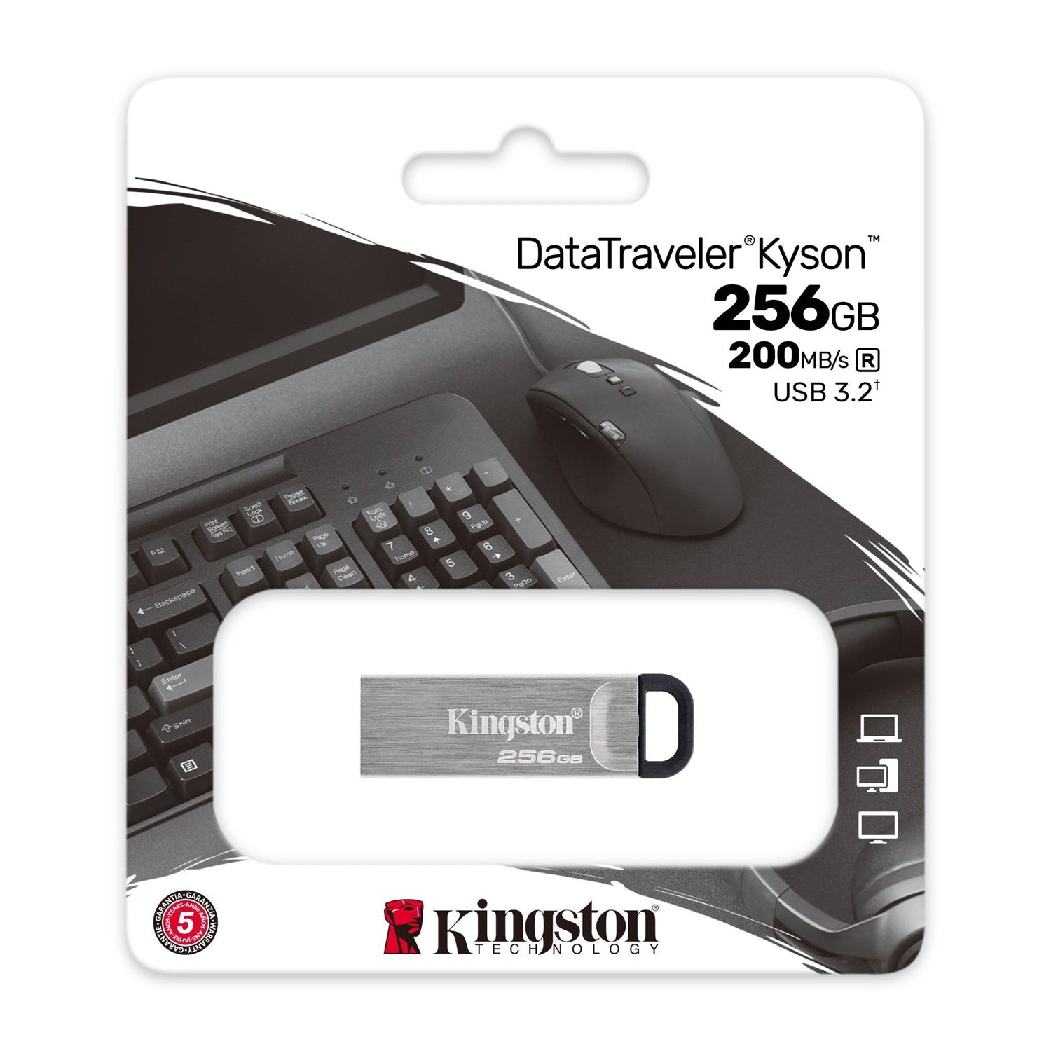 Kingston - Clé USB DataTraveler Kyson, USB 3.2 Gen 1, Capacité de 256GB, Boitier en Métal - Simple Boutique