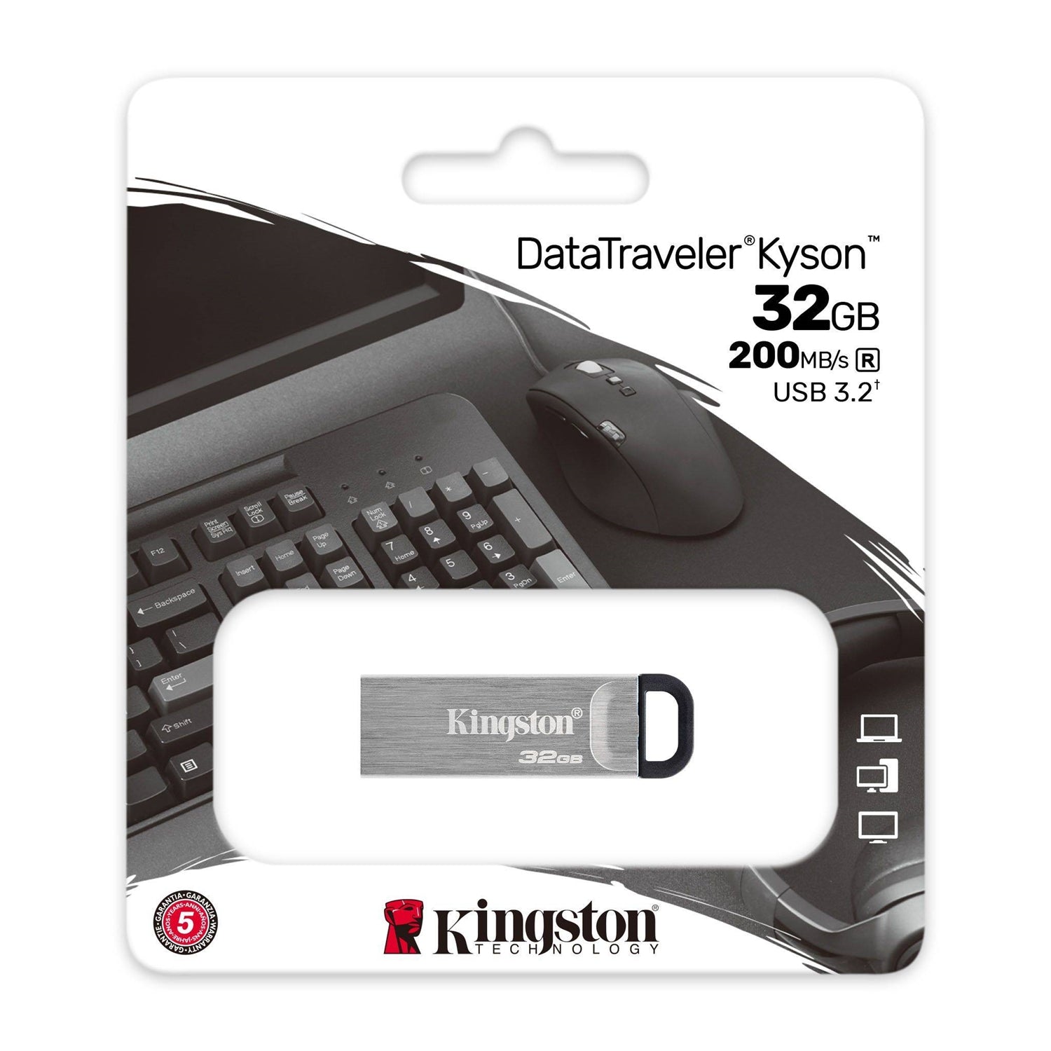 Kingston - Clé USB DataTraveler Kyson, USB 3.2 Gen 1, Capacité de 32GB, Boitier en Métal - Simple Boutique