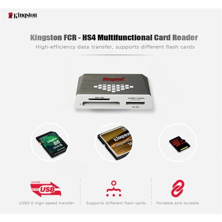 Kingston FCR-HS4 Lecteur de Média Multi-Fonction pour Carte Flash, Vitesse UHS-I et UHS-II, USB 3.0, Argenté - Simple Boutique