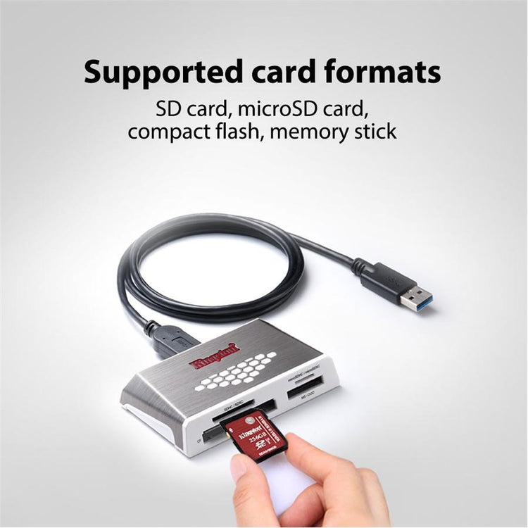 Kingston FCR-HS4 Lecteur de Média Multi-Fonction pour Carte Flash, Vitesse UHS-I et UHS-II, USB 3.0, Argenté - Simple Boutique
