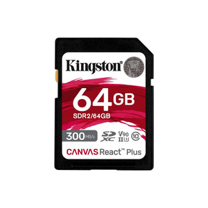 Kingston Technology - Carte Mémoire SD Canvas React Plus, Capacité de 64GB, UHS-II 4K/8K - Simple Boutique