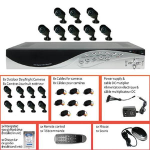 Kit complet Enregistreur DVR H.264 & 8 cams Jour/Nuit Ext 600TVL - Simple Boutique