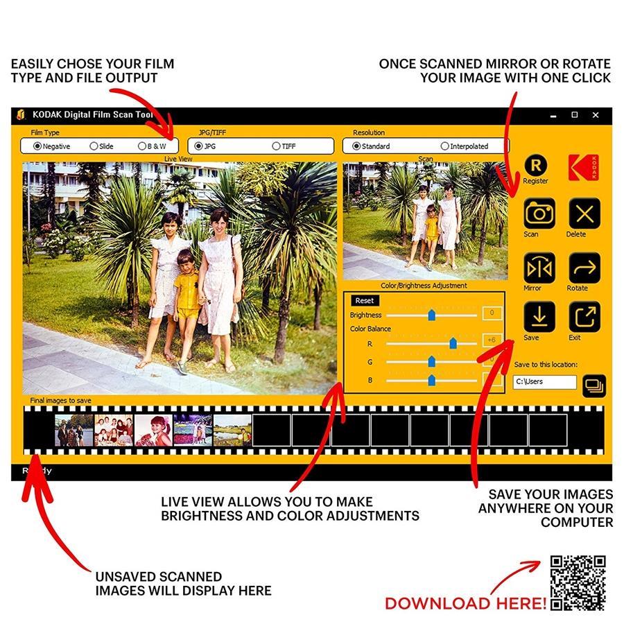 Kodak RODCFS20 Scanner Numérique de Pellicules Noir - Simple Boutique