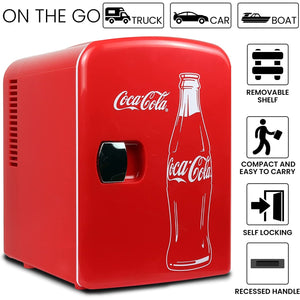 Koolatron - Mini Réfrigérateur Nostalgique Coca-Cola, Capacité de 4 Litres ou 6 Canettes, Rouge - Simple Boutique