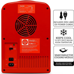 Koolatron - Mini Réfrigérateur Nostalgique Coca-Cola, Capacité de 4 Litres ou 6 Canettes, Rouge - Simple Boutique