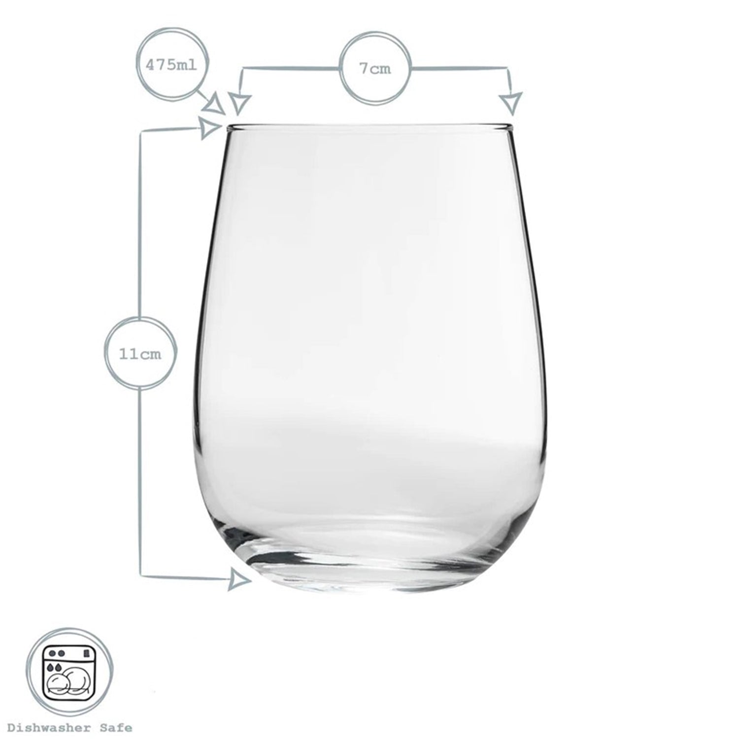 LAV - Ensemble de 6 Verres à Vin Sans Pied Gaia, Capacité de 475mL, Vont au Lave-Vaisselle - Simple Boutique