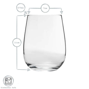 LAV - Ensemble de 6 Verres à Vin Sans Pied Gaia, Capacité de 475mL, Vont au Lave-Vaisselle - Simple Boutique