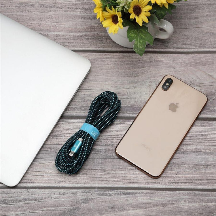 LAX - Câble Lightning de 10 Pieds, Tressé et Durable, Bleu - Simple Boutique