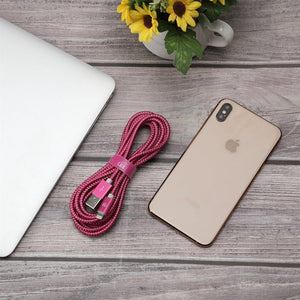 LAX - Câble Lightning de 10 Pieds, Tressé et Durable, Magenta - Simple Boutique