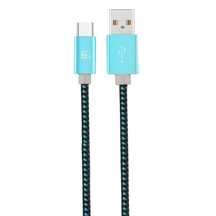LAX - Câble USB Type-C à USB-A de 6 Pieds, Tressé et Durable, Bleu - Simple Boutique