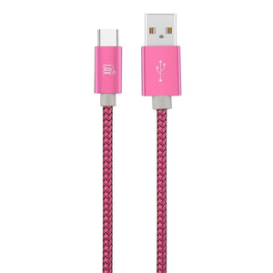 LAX - Câble USB Type-C à USB-A de 6 Pieds, Tressé et Durable, Magenta - Simple Boutique