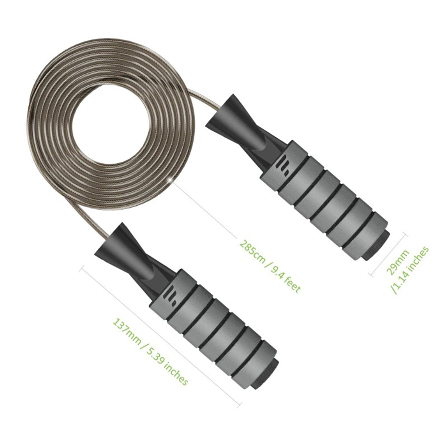 LetsFit - Corde à Sauter avec Poignées en Mousse, Longeur Ajustable, Gris - Simple Boutique