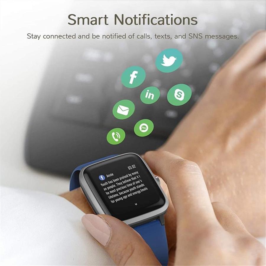 LetsFit - Montre Intelligente, Écran Tactile de 1.3'' avec Moniteur de Fréquence Cardique, Bleu - Simple Boutique