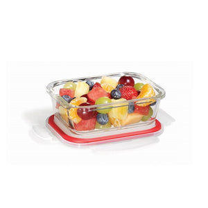 LocknLock - Ensemble de 2 Contenants en Verre Hemétiques et Étanches, Capacité de 380mL, Rouge - Simple Boutique