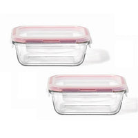 LocknLock - Ensemble de 2 Contenants en Verre Hemétiques et Étanches, Capacité de 380mL, Rouge - Simple Boutique