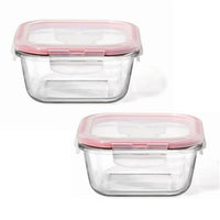 LocknLock - Ensemble de 2 Contenants en Verre Hermétiques et Étanches, Capacité de 500mL, Rouge - Simple Boutique