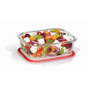 LocknLock - Ensemble de 2 Contenants en Verre Hermétiques et Étanches, Capacité de 630mL, Rouge - Simple Boutique
