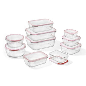 LocknLock - Ensemble de 2 Contenants en Verres Hermétiques et Étanches, Capacité de 1L, Rouge - Simple Boutique