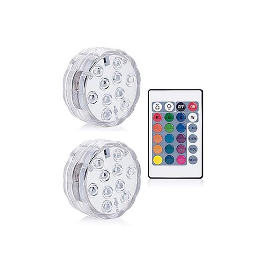 Lumières RVB 10 DEL Submersibles Étanche 16 Couleurs avec Télécommande Paquet de 2 - Simple Boutique