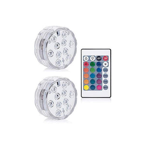 Lumières RVB 10 DEL Submersibles Étanche 16 Couleurs avec Télécommande Paquet de 2 - Simple Boutique