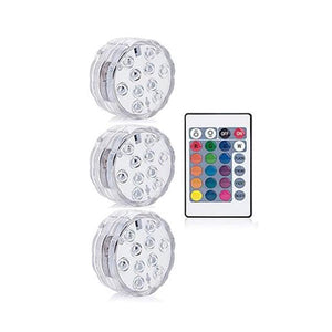 Lumières RVB 10 DEL Submersibles Étanche 16 Couleurs avec Télécommande Paquet de 3 - Simple Boutique