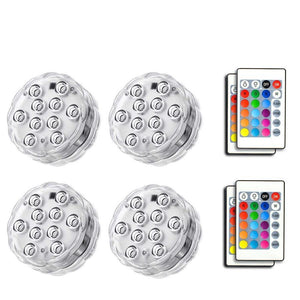 Lumières RVB 10 DEL Submersibles Étanche 16 Couleurs avec Télécommande Paquet de 4 - Simple Boutique