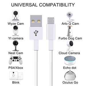 MENEEA Rallonge d'alimentation 26Pi pour Wyze Cam, Recharge Durable et Synchronisation des Données pour Caméra de Sécurité, blanc - Simple Boutique