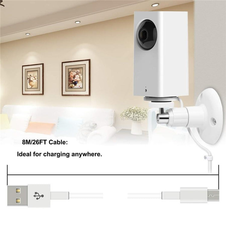 MENEEA Rallonge d'alimentation 26Pi pour Wyze Cam, Recharge Durable et Synchronisation des Données pour Caméra de Sécurité, blanc - Simple Boutique