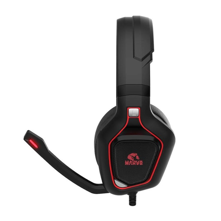 Marvo Pro - Casque de Jeu Filaire Stéréo avec Rétro-Éclairage Rouge - Simple Boutique