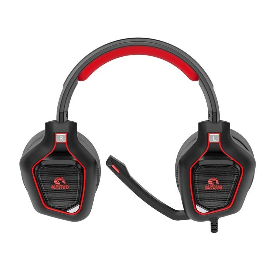 Marvo Pro - Casque de Jeu Filaire Stéréo avec Rétro-Éclairage Rouge - Simple Boutique