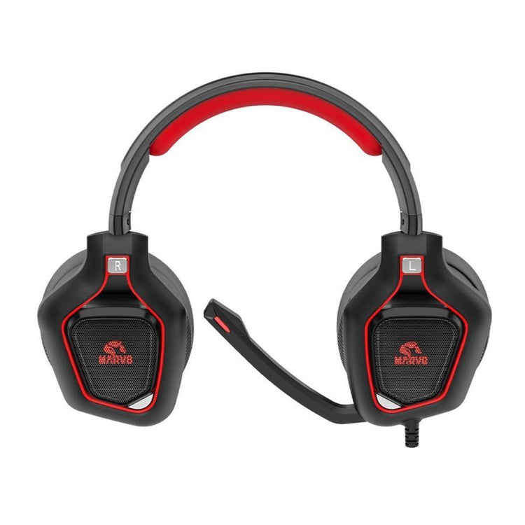Marvo Pro - Casque de Jeu Filaire Stéréo avec Rétro-Éclairage Rouge - Simple Boutique