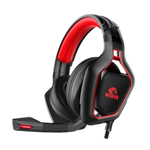 Marvo Pro - Casque de Jeu Filaire Stéréo avec Rétro-Éclairage Rouge - Simple Boutique