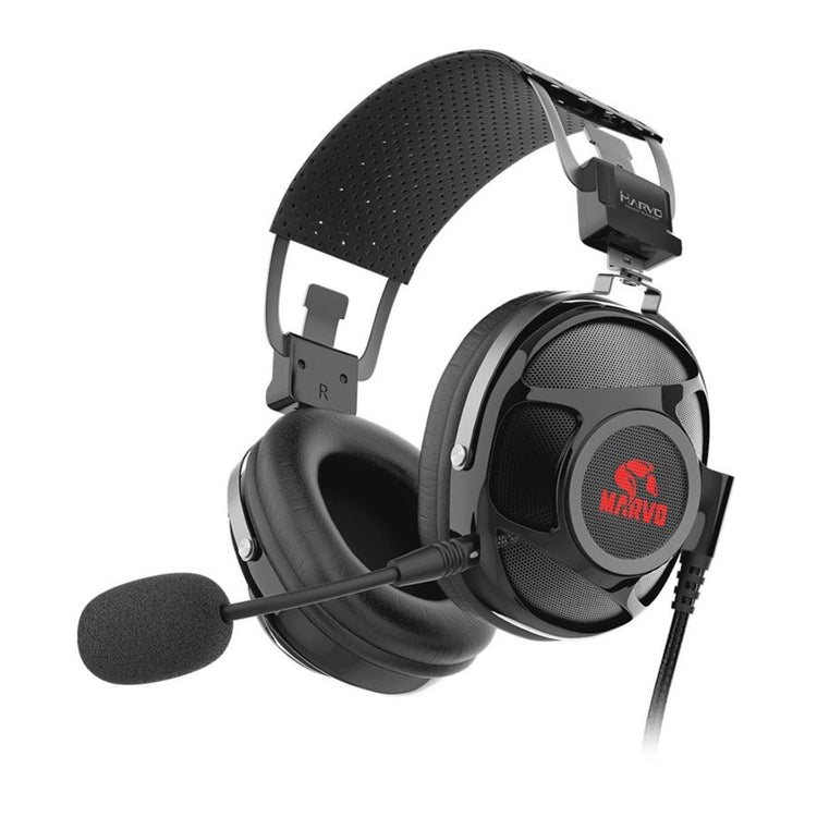Marvo Pro - Casque de Jeu Filaire avec Son Surround Virtuel 7.1 et Rétro-Éclairage Rouge - Simple Boutique