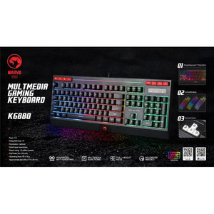 Marvo Pro - Clavier de Jeu Filaire à Membrane avec 112 Touches et Rétro-Éclairage, Noir - Simple Boutique