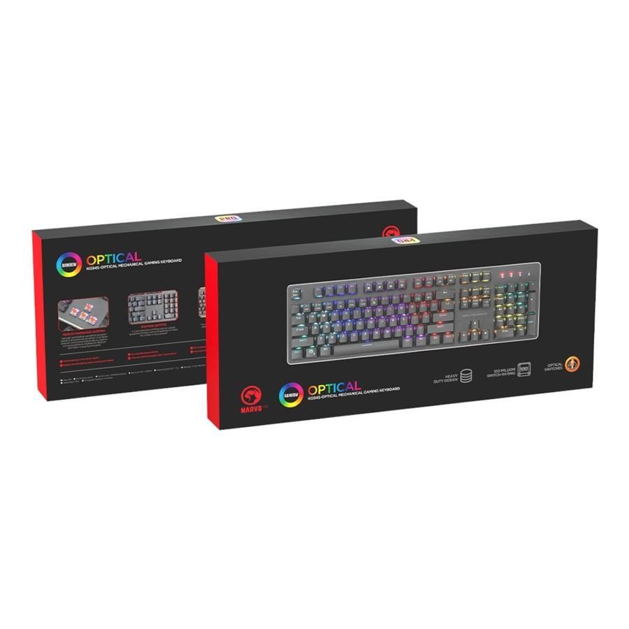 Marvo Pro - Clavier de Jeu Mécanique Filaire avec Rétro-Éclairage RGB, Noir - Simple Boutique