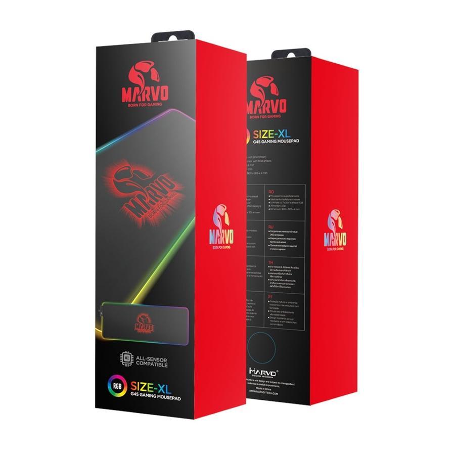 Marvo Pro - Tapis de Souris XL, 800x310x3mm, Avec Éclairage RGB, Noir - Simple Boutique