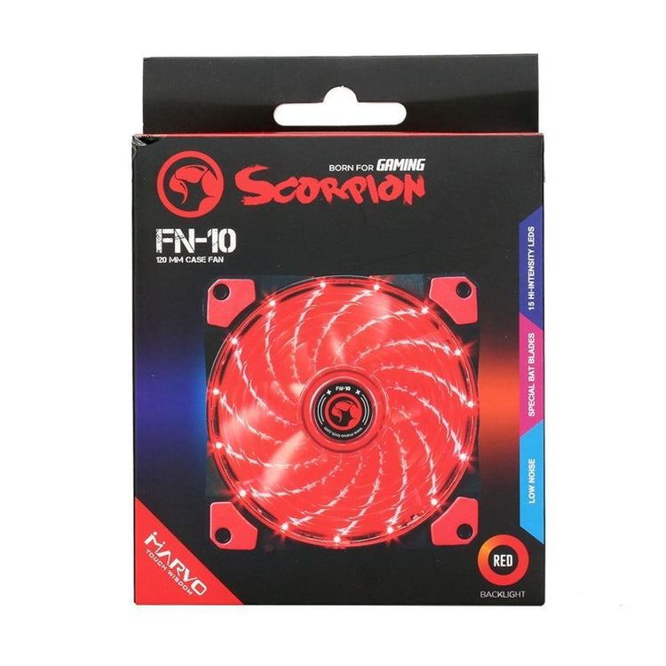 Marvo Pro - Ventilateur pour Ordinateur de Bureau, 120mm, 9 Lames et 15 LED, Rouge - Simple Boutique