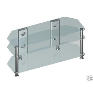 Meuble de Télé 3 tablettes de verres trempés CLAIR - Simple Boutique