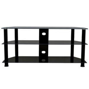 Meuble de Télé 3 tablettes de verres trempés noir TV jusqu'à 60" - Simple Boutique