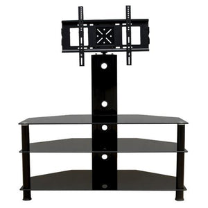 Meuble de Télé pivotant et 3 tablettes verre NOIR Jusqu'à 55" L - Simple Boutique