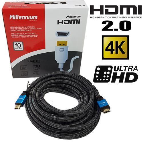 Millennium Câble HDMI Haute Vitesse PREMIUM 2.0 4Kx2k 60Hz 4096X2160 18Gbps 10 Mètres - Simple Boutique
