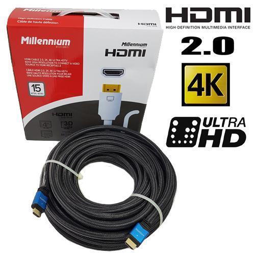 Millennium Câble HDMI Haute Vitesse PREMIUM 2.0 4Kx2k 60Hz 4096X2160 18Gbps 15 Mètres - Simple Boutique