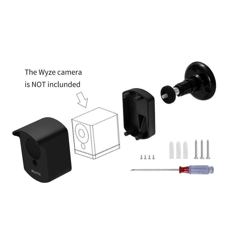 Moctra Support de Montage Mural Wyze, Monture de protection pour Intérieur/Extérieur, Étanche et Réglable à 360 degrés avec Housse de protection pour Wyze Cam V2 Noir - Simple Boutique