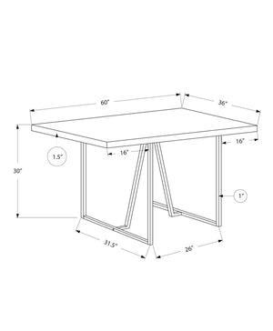 Monarch Specialties I 1064 Table A Manger, 60" Rectangulaire, Cuisine, Salle À Manger, Métal, Stratifié, Brun, Chrome, Contemporain, Moderne - Simple Boutique
